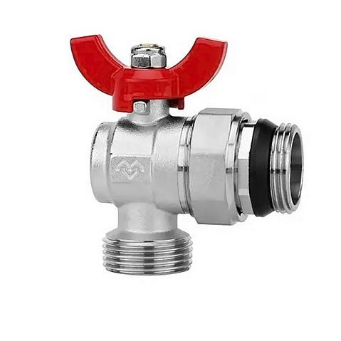 Кран шаровой латунный DN 25 PN 16 никелированный угловой  для коллектора (2 шт.) Varmega VM15955 купить в Нижнем Новгороде | "Проконсим"