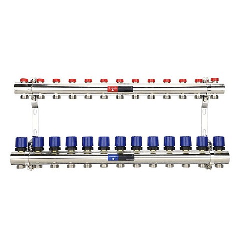 Коллекторная группа из латуни DN 25-13 вых. G-3/4'' евроконус, без расходомеров, без дренажного крана и воздухоотводчика VARMEGA VM15813 купить в Нижнем Новгороде | "Проконсим"