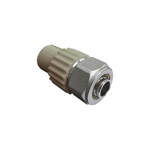 Комбинированный ниппель для соединения PPR-PE-AL-PE труб 20x16 PN 25 серый VALFEX купить в Нижнем Новгороде | "Проконсим"