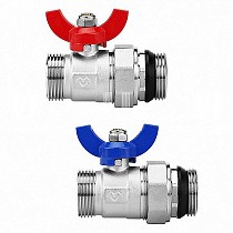  Кран шаровой латунный DN 25 PN 10 никелированный прямой  для коллектора (2 шт.) Varmega VM15951 (930422031) со склада Проконсим в Нижнем Новгороде
