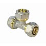 Тройник латунный для PEX труб 20-16-20 PN 10 обжимной никелированный Valfex VF.331.N 