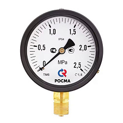 картинка Манометр общетехнический Росма ТМ-510Р.00, до 2,5MPa M20x1,5, 100мм, радиальное присоединение, класс точности 1.5, IP54 интернет-магазин оптовых поставок Проконсим являющийся официальным дистрибьютором в России 