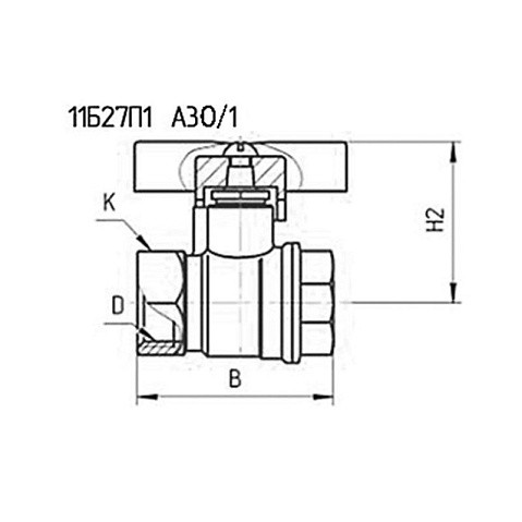 Кран латунный шаровой 11Б27п1 DN25 PN40 бабочка муфта-муфта БАЗ Standart купить в Нижнем Новгороде | "Проконсим"