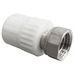 Акция! Муфта комбинированная ПП 20-1/2'' PN 25 с накидной гайкой белая PlasticPro  (251240803) со склада Проконсим в Нижнем Новгороде