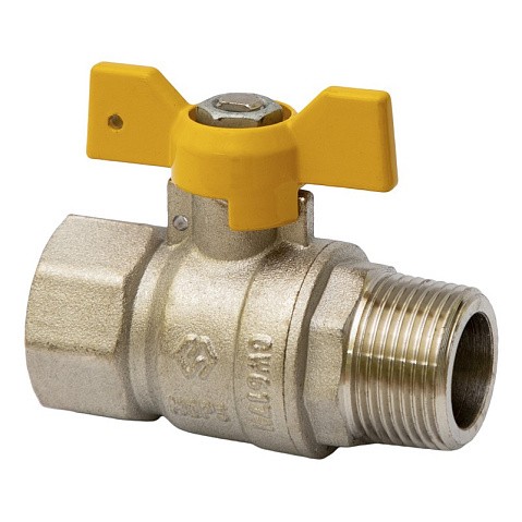 Кран латунный шаровой газовый MVI BV.814 DN 20 PN 25 никелированный полнопроходной муфта-штуцер бабочка купить в Нижнем Новгороде | "Проконсим"